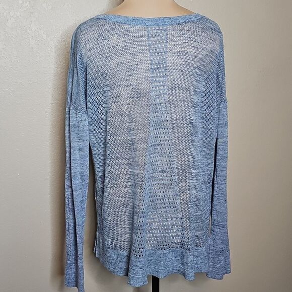 Lululemon Well Being Crew Sweater Linen Heathered Speckle Petrol Blue Medium - Picture 5 of 9